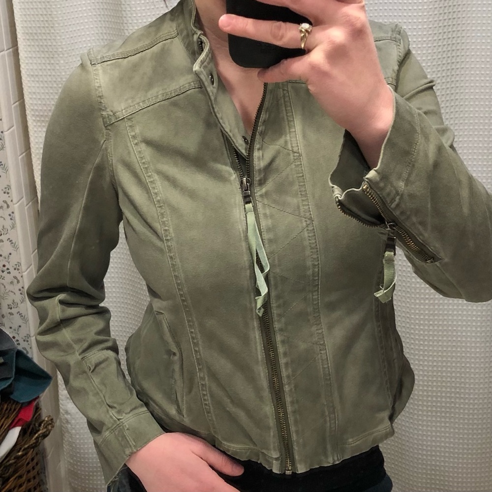 Peyton Jensen Army Green Zip-Up Jacket, Women’s Medium